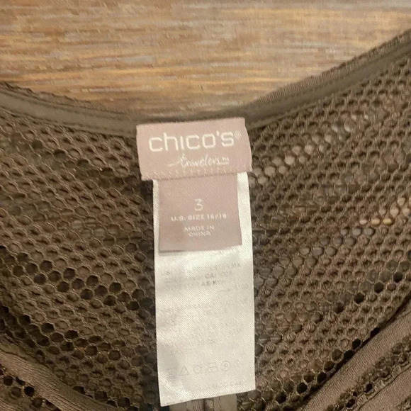 Chico’s Travelers Neutral Stripe Jacket Textured Size 3 ( Large) - Picture 2 of 7